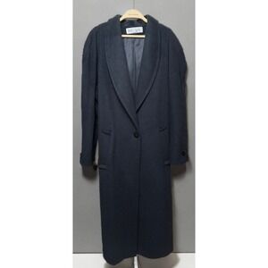 Vintage 90s Paul et Duffier Black Heavy Classic Old Money Wool Long Overcoat